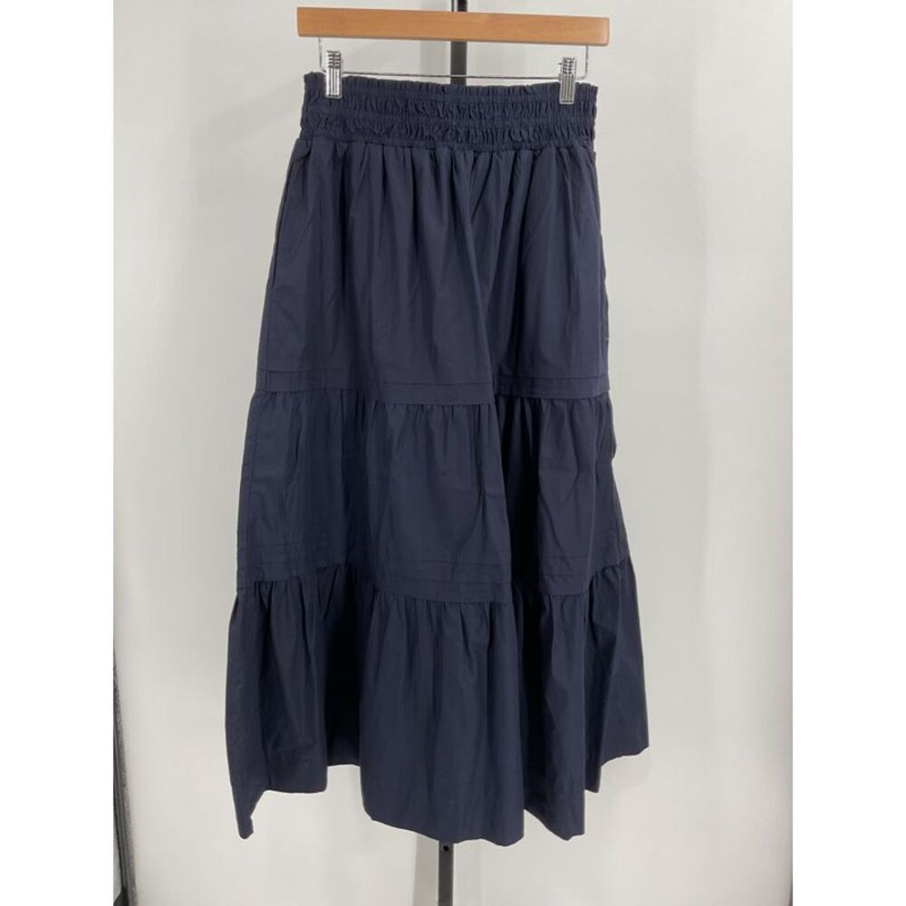 Quince Women's 100% Organic Cotton Tiered Maxi Skirt Blue S